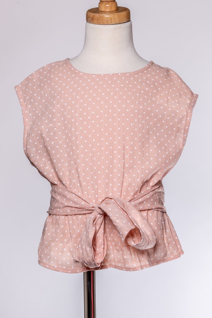 ML Kids Polka Dot Bow-Tie Top - Blush - Bloom Kids Collection - ML Kids