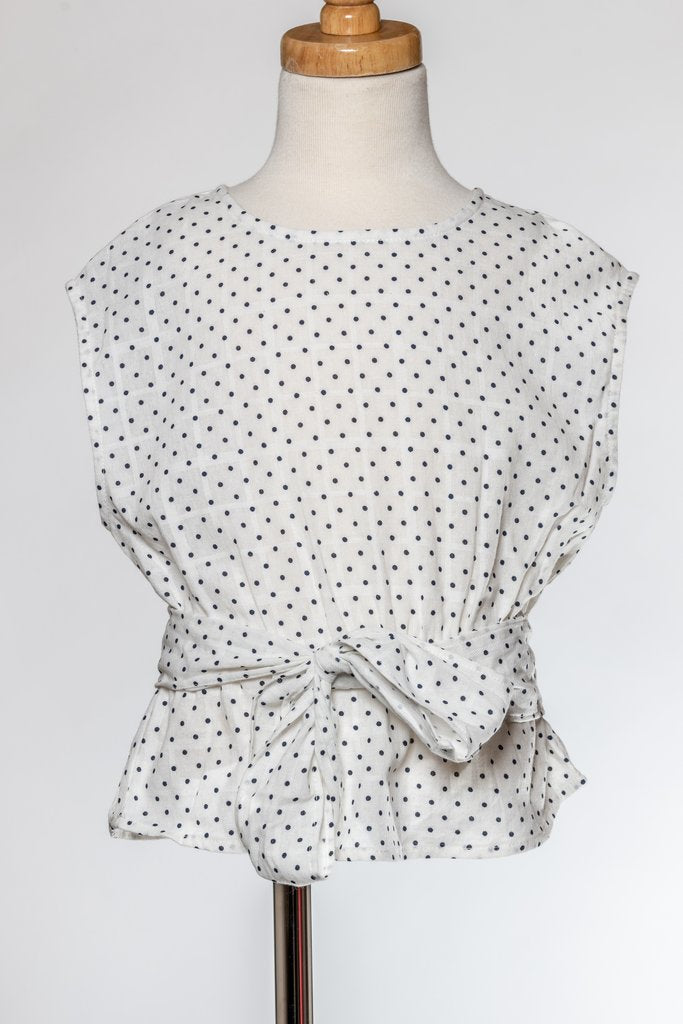 ML Kids Polka Dot Bow-Tie Top - White - Bloom Kids Collection - ML Kids