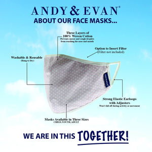 Andy & Evan 8 Pack Face Masks - 3 Layer with Filter Pocket - Assorted Family Pack - Shark/Butterfly