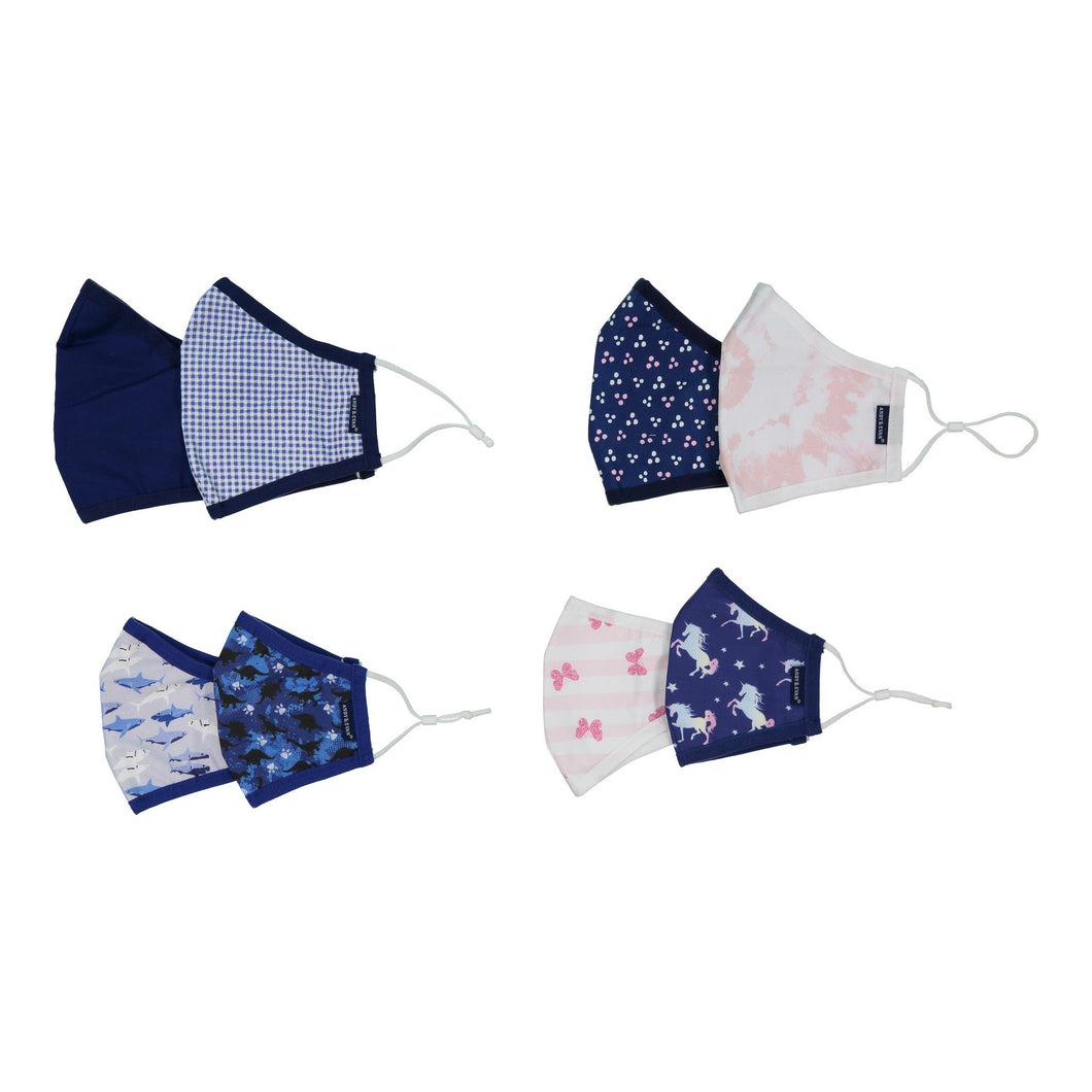 Andy & Evan 8 Pack Face Masks - 3 Layer with Filter Pocket - Assorted Family Pack - Shark/Butterfly