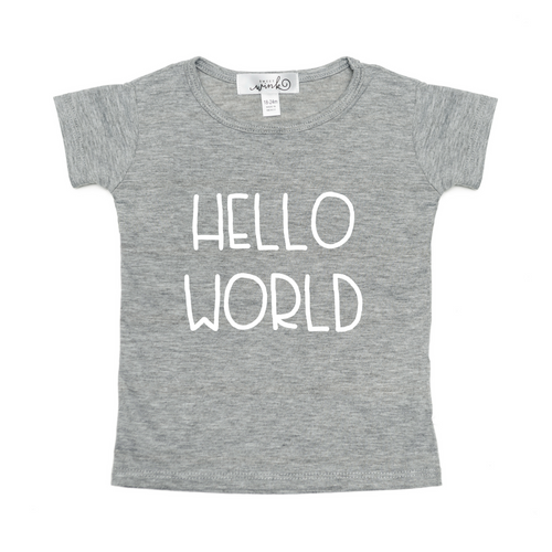 Sweet Wink Hello World Tee - Grey - Bloom Kids Collection - Sweet Wink