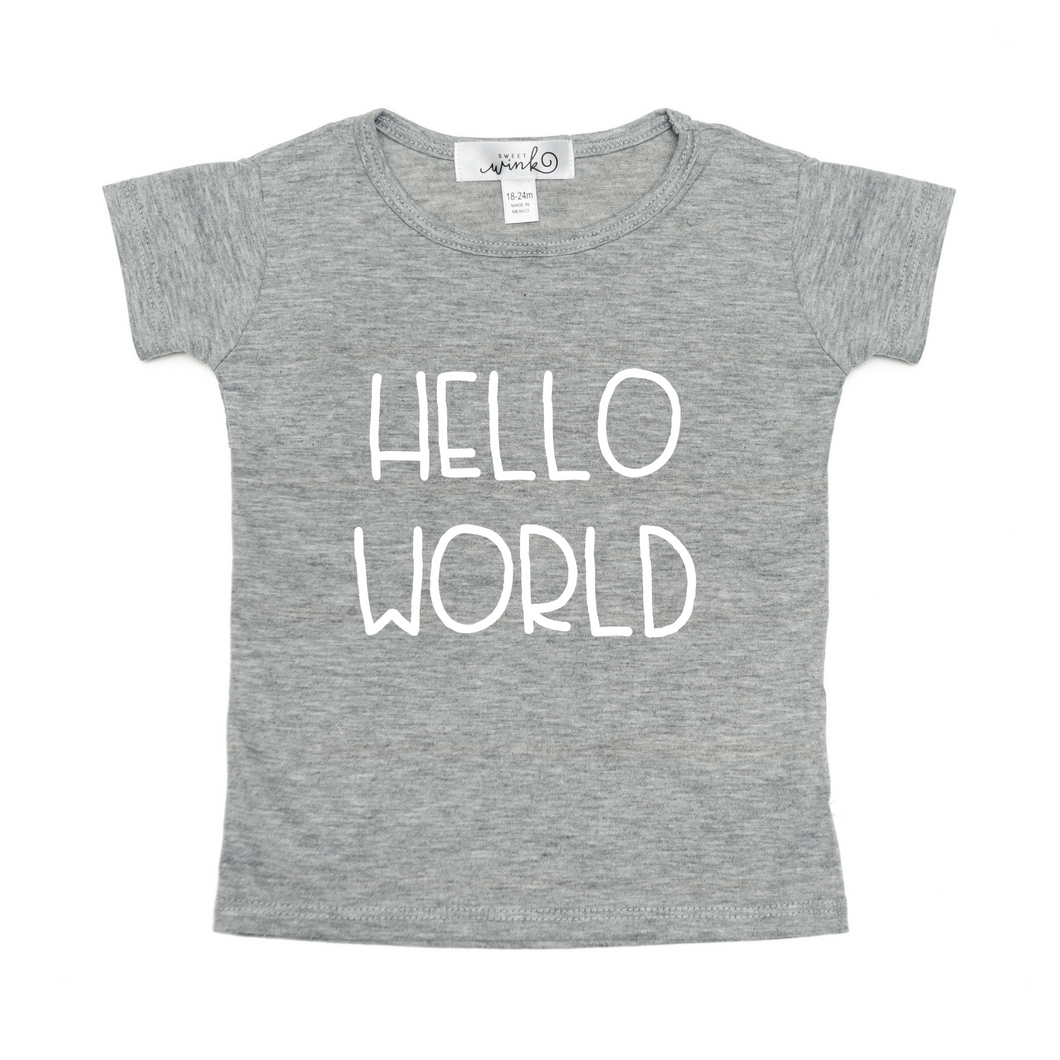 Sweet Wink Hello World Tee - Grey - Bloom Kids Collection - Sweet Wink