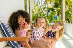 Snapper Rock Red and White Stripe One Shoulder Frill Swimsuit - Bloom Kids Collection - Snapper Rock