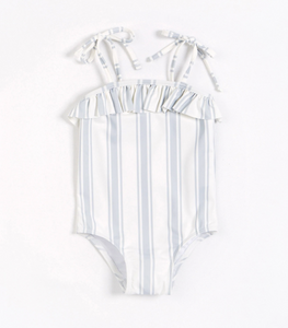 Petit Lem Baltic Stripes Ruffle-trimmed Swimsuit