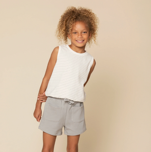 Miles the Label Cement Grey Girl's Paperbag Waist Shorts - Medium Grey