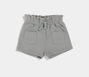 Miles the Label Cement Grey Girl's Paperbag Waist Shorts - Medium Grey