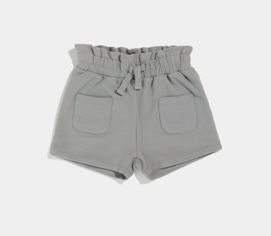 Miles the Label Cement Grey Girl's Paperbag Waist Shorts - Medium Grey