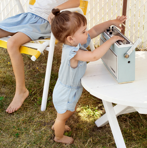 Miles the Label Chambray Girl's Romper - Light Blue Denim