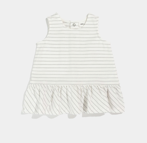 Miles the Label Light Grey Yarn-Dye Stripe Baby Girl's Peplum Top