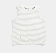 Miles the Label Light Grey Yarn-Dye Stripe Girl's Sleeveless Top - Off White