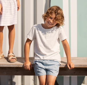 Miles the Label Light Grey Yarn-Dye Stripe T-Shirt - Off White