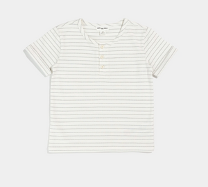 Miles the Label Light Grey Yarn-Dye Stripe T-Shirt - Off White