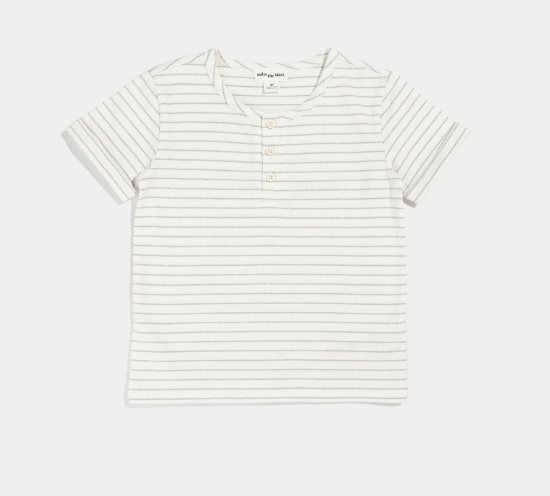 Miles the Label Light Grey Yarn-Dye Stripe T-Shirt - Off White