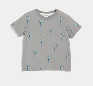 Miles the Label Palm Trees on Cement Grey Baby T-Shirt - Medium Grey