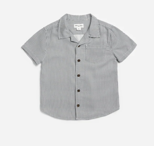 Miles the Label Pin Striped Woven Lyocell Shirt - Navy