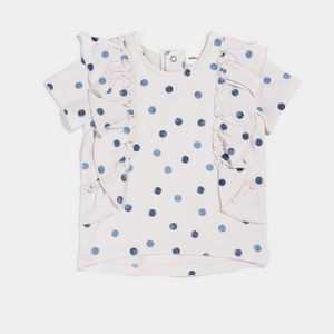 Miles the Label Polka Dots Print on Lavender Baby Girl's Ruffled Top
