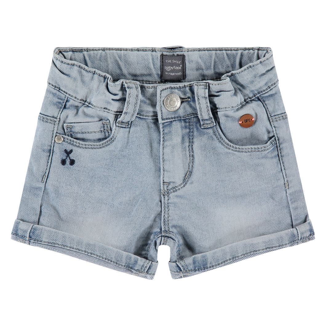 Babyface Girls Jogg Denim Short - Faded Blue Denim