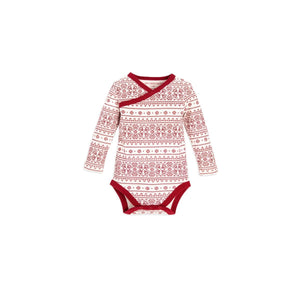 Burt's Bees Fair Isle Kimono Bodysuit & Pant Set - Cranberry - Bloom Kids Collection - Burt's Bees