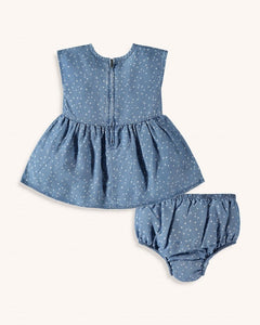 Splendid Baby Girl Dot Dress Set - Chambray - Bloom Kids Collection - Splendid