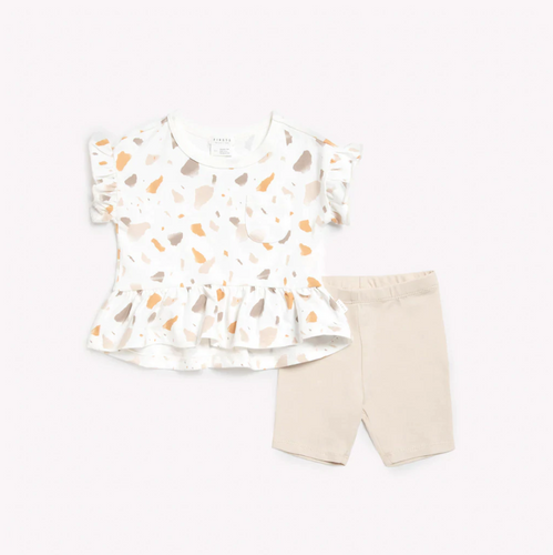 Petit Lem Peplum Top & Short Set - Stones